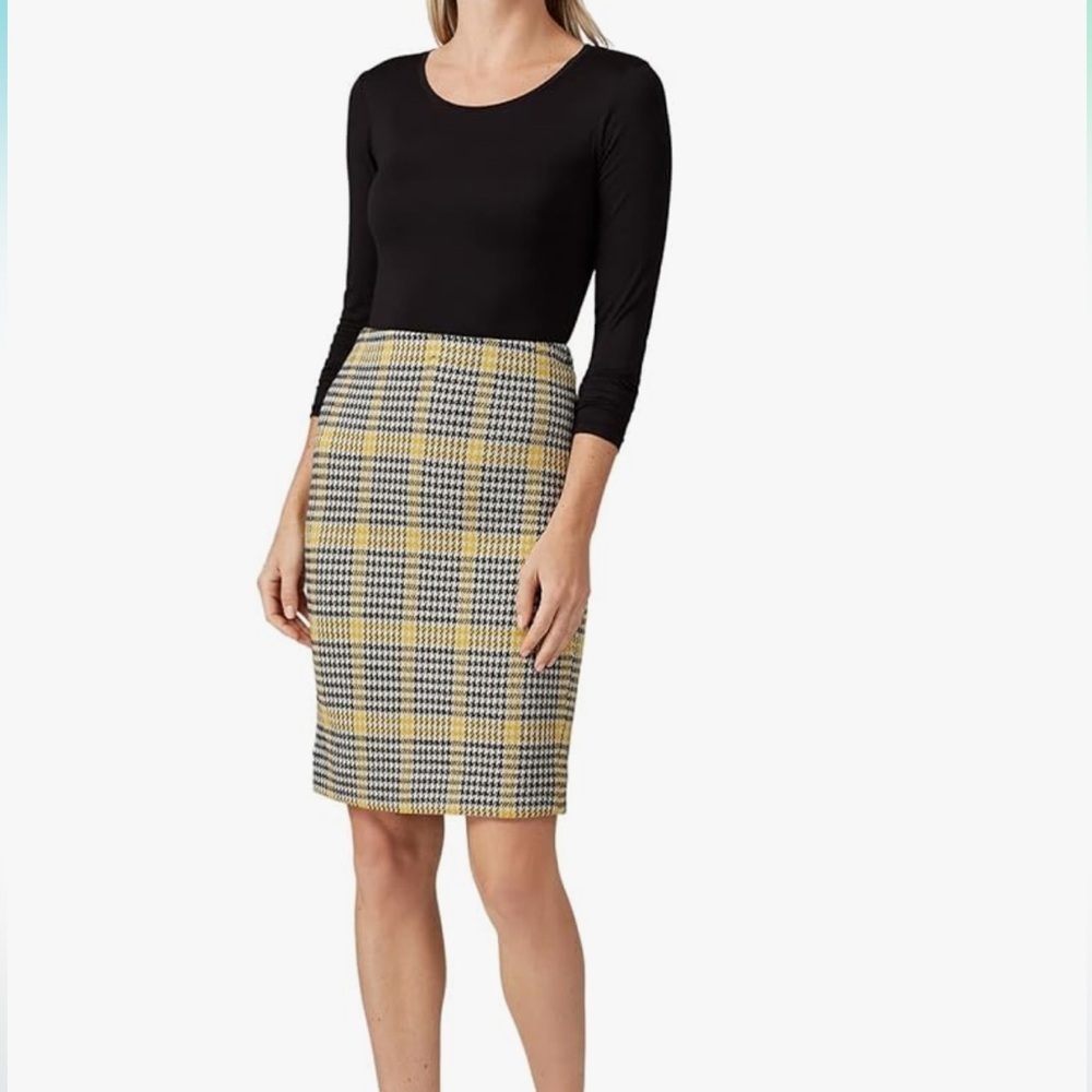 Diane Von Furstenberg Yellow Plaid Wool Lena Skirt Size Small